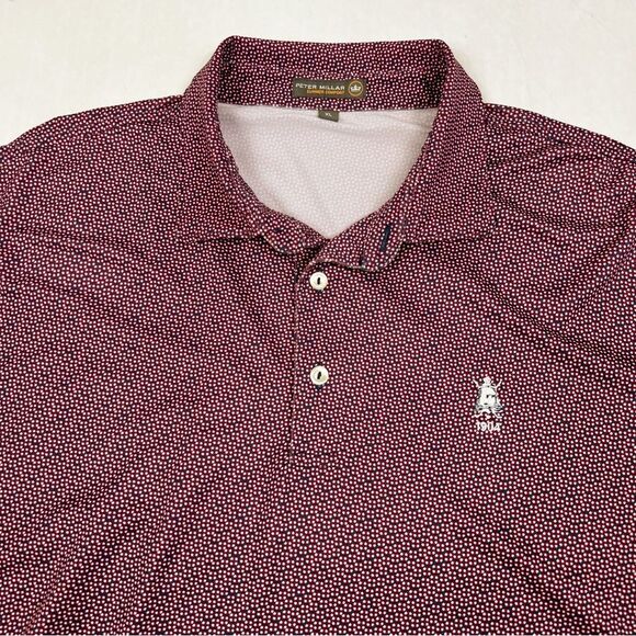 Peter Millar Summer Comfort Golf Red Blue Polka Dot Short Sleeve Polo Shirt XL - Picture 3 of 9
